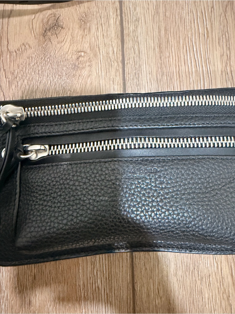 rag & bone Black Leather Zip Pouch with Interior Logo Patch - Picture 2 of 3